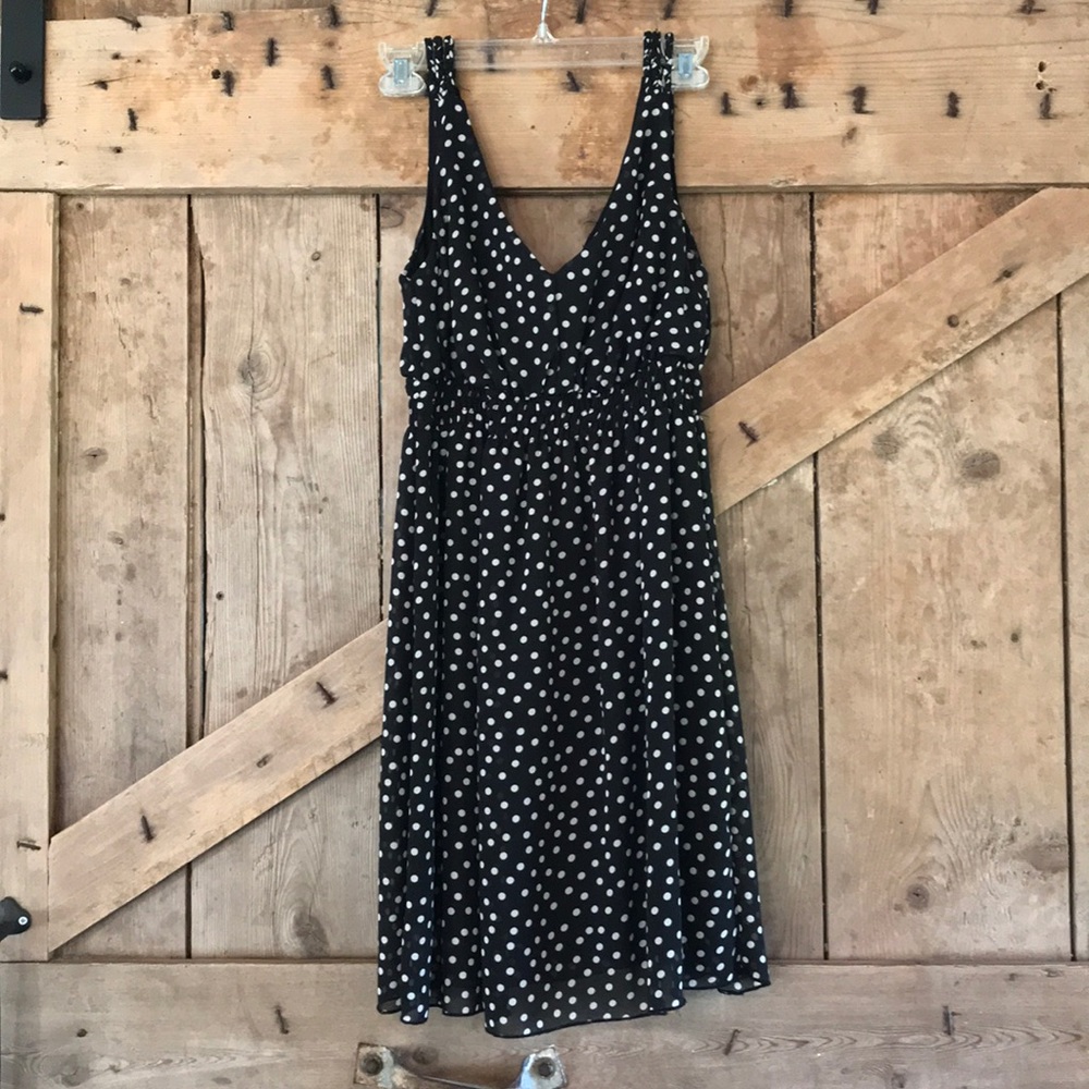 Black and cream polka dot dress